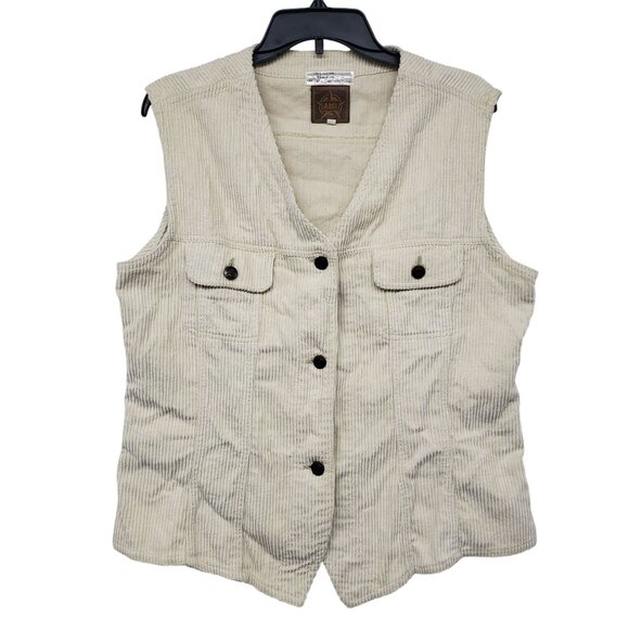 Vintage Y2K AMI Cream Corduroy Western Vest Womens XL - Picture 1 of 9